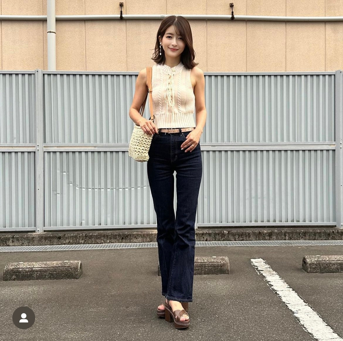 Instyle365 ギャルファッション 2色 ベルト付き ニット キャミソール