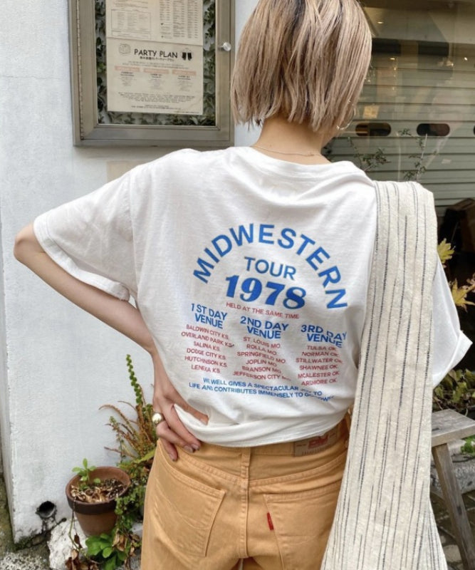 Instyle365 最愛の一着 2色 レトロ アルファベット ラウンドネック 半袖 コーデしやすい Tシャツ