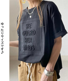 Instyle365 大人気 5色 凹凸感文字 無地 丸首 コットン Tシャツ