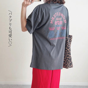 Instyle365 最愛の一着 2色 レトロ アルファベット ラウンドネック 半袖 コーデしやすい Tシャツ