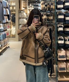 Instyle365厚手 韓国ファッションフェイクファー コーディガンコートジャケット